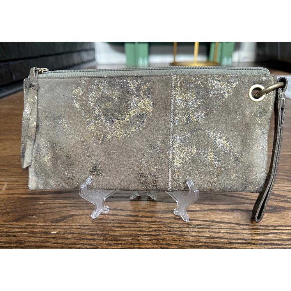 Hobo The Original Wristlet Iridescent Suede Tie-Dye Clutch Wallet Pouch Bag